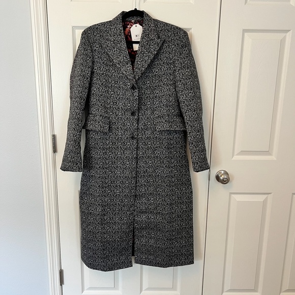 Paragon NWT Black/White Tweed 3 Button Lined Trench Coat Size Medium - Picture 1 of 5